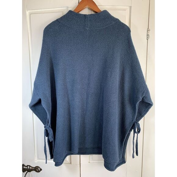 J Jill Pure Jill Sweater Women One Size Teal Mock Neck Lagenlook Oversized Hygge - Picture 3 of 12